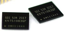Образцы 70-нм 512-Мбит чипов DDR2 Samsung