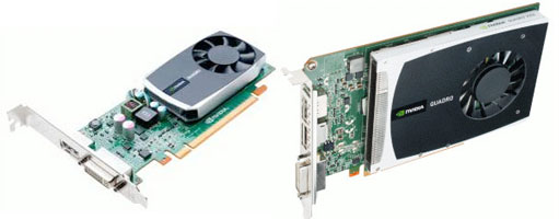 NVIDIA Quadro 600 (слева) и Quadro 2000 (справа)