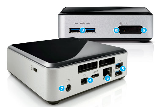 Новый NUC (вид спереди и сзади)