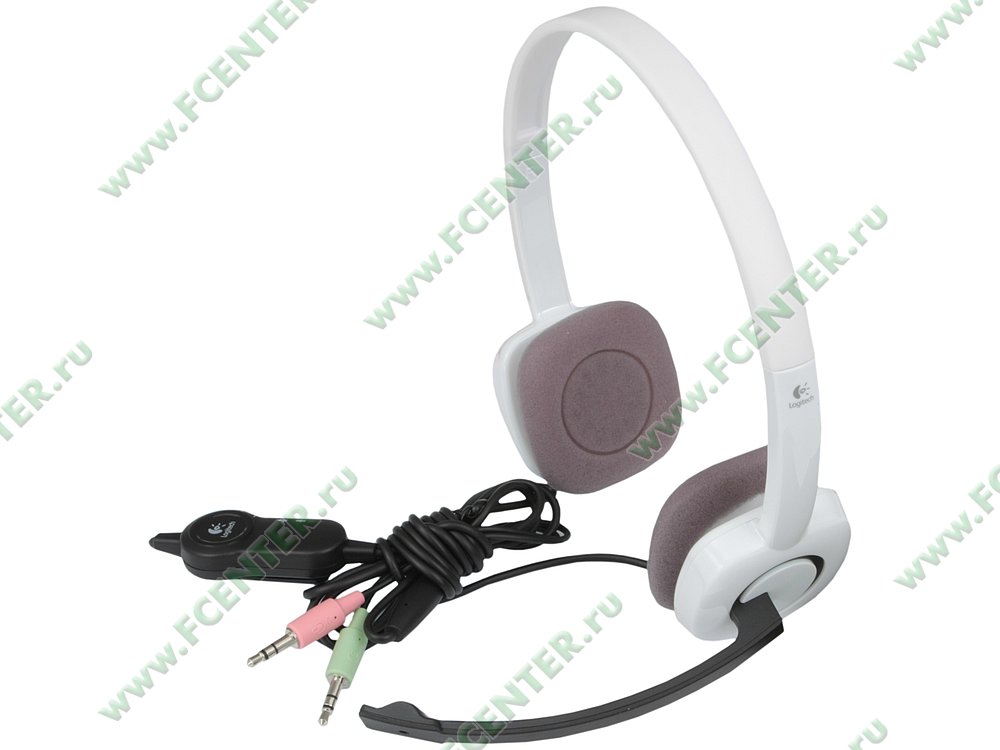 Гарнитура Гарнитура Logitech "H150 Stereo Headset", с регулятором громкости, бело-черный. Вид спереди 1.