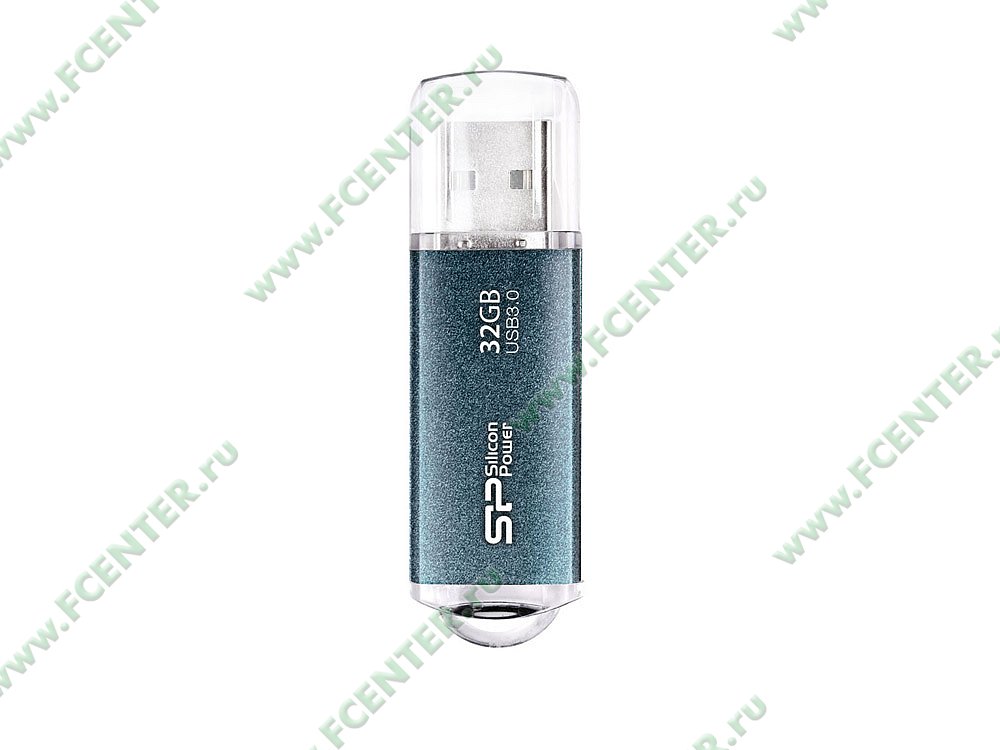 Накопитель USB flash Накопитель USB flash 32ГБ Silicon Power "Marvel M01" SP032GBUF3M01V1B, голубой. Фото производителя.