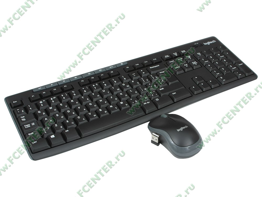 Комплект клавиатура + мышь Комплект клавиатура + мышь Logitech "MK270 Wireless Combo" 920-004518, беспров., черный. Вид спереди 1.