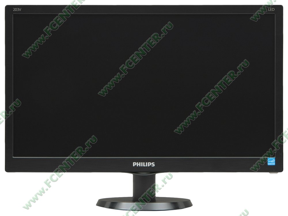 Монитор Монитор 19.5" Philips "203V5LSB26/62" 1600x900, черный. Вид спереди.