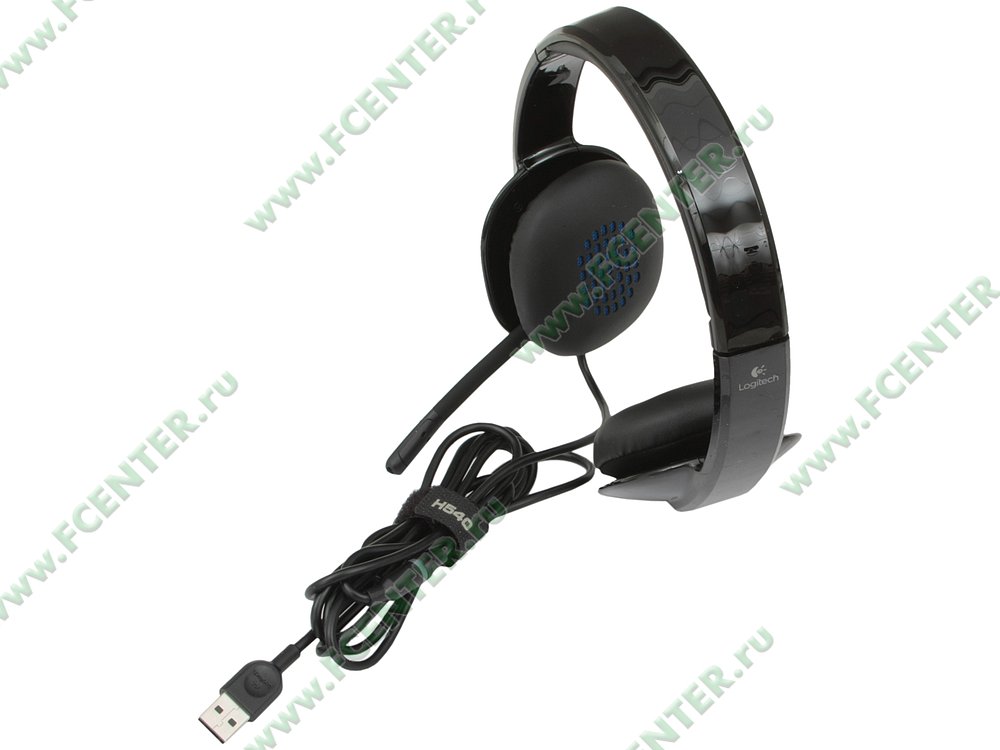Гарнитура Гарнитура Logitech "H540 USB Headset", с регулятором громкости. Вид спереди 1.