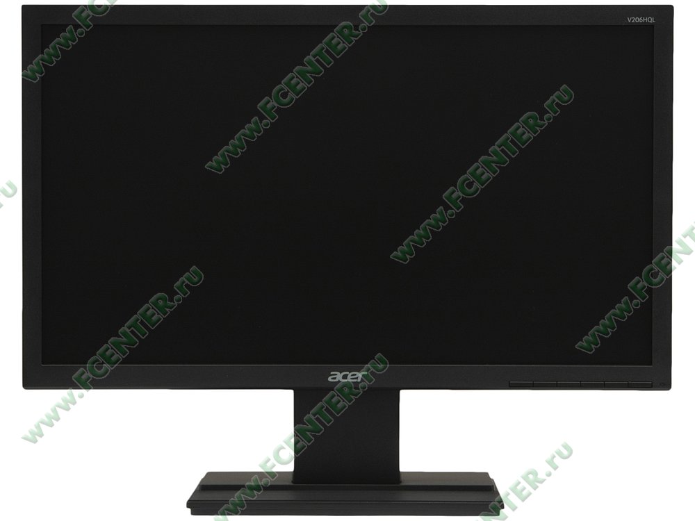 Монитор Монитор 19.5" Acer "V206HQLAb" 1600x900, черный. Вид спереди.