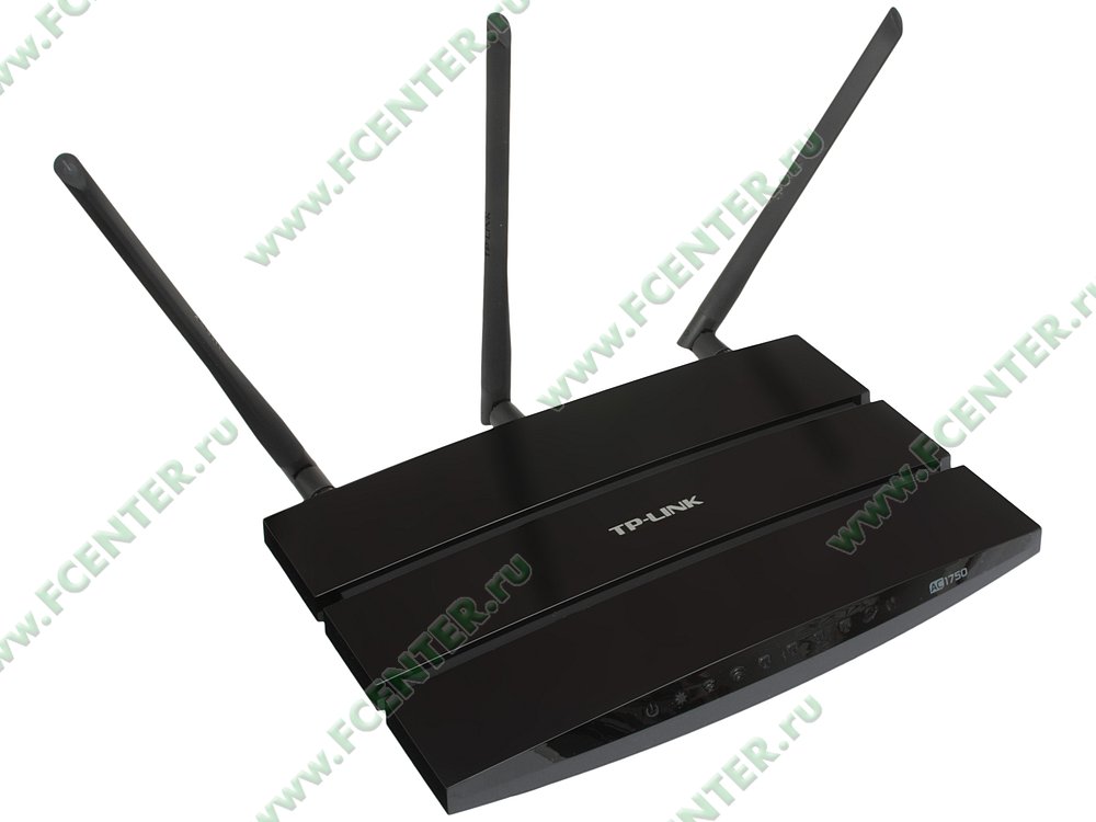 Беспроводной маршрутизатор Беспроводной маршрутизатор TP-Link "Archer C7" WiFi 1.3Гбит/сек. + 4 порта LAN 1Гбит/сек. + 1 порт WAN 1Гбит/сек. + 2 порта USB2.0. Вид спереди.