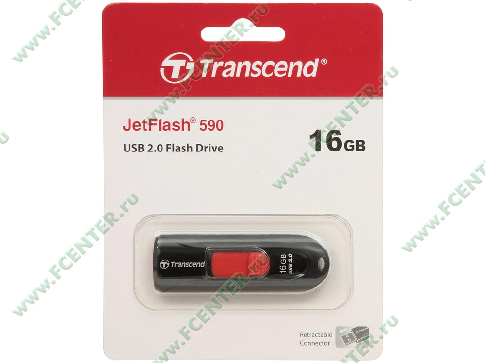 Накопитель USB flash Накопитель USB flash 16ГБ Transcend "JetFlash 590" TS16GJF590K, черный. Коробка 1.