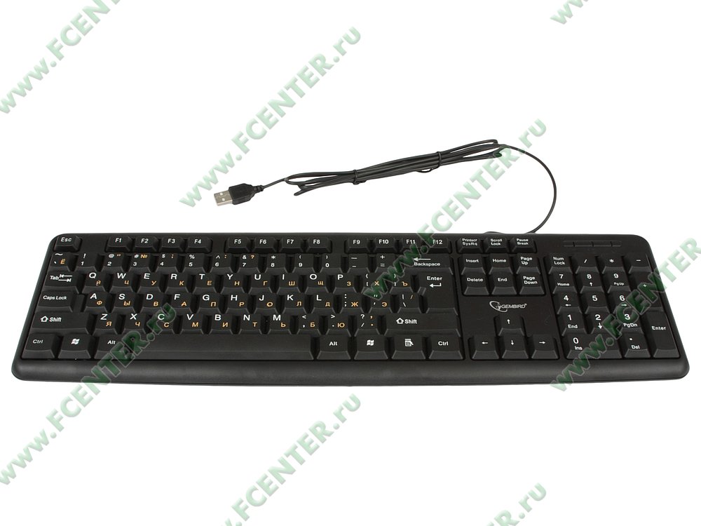 Клавиатура Клавиатура Gembird "KB-8320U-BL", 104кн., черный. Вид спереди.