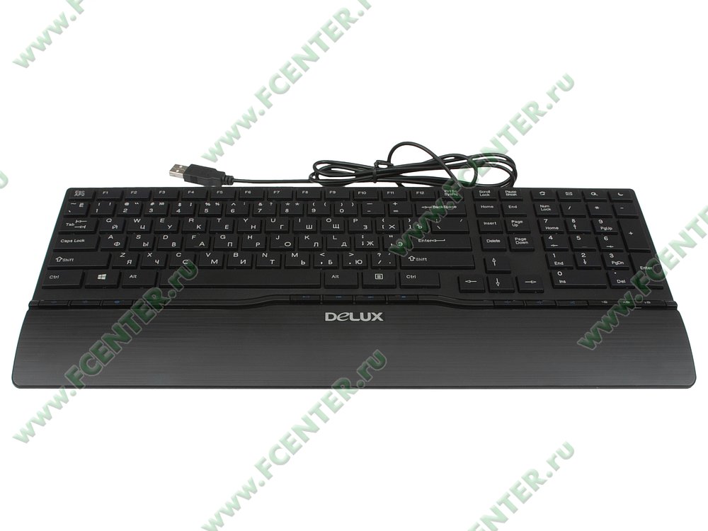 Клавиатура Клавиатура Delux "K1882", 103+15кн., черный. Вид спереди.