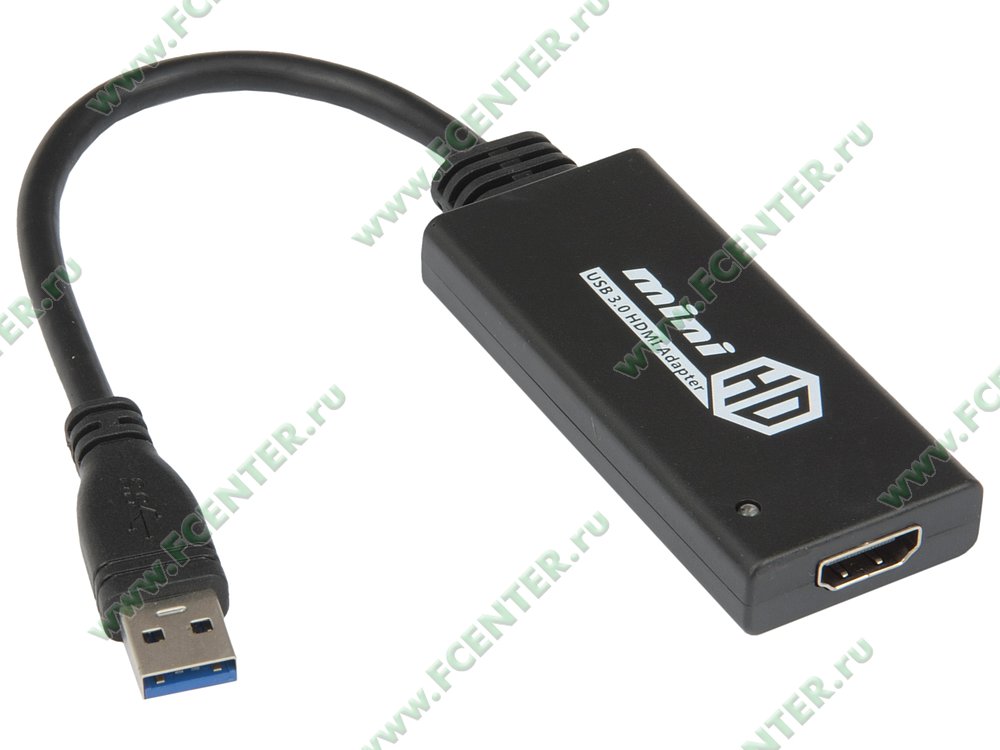 Кабель-переходник USB3.0->HDMI ORIENT "C024". Вид спереди.