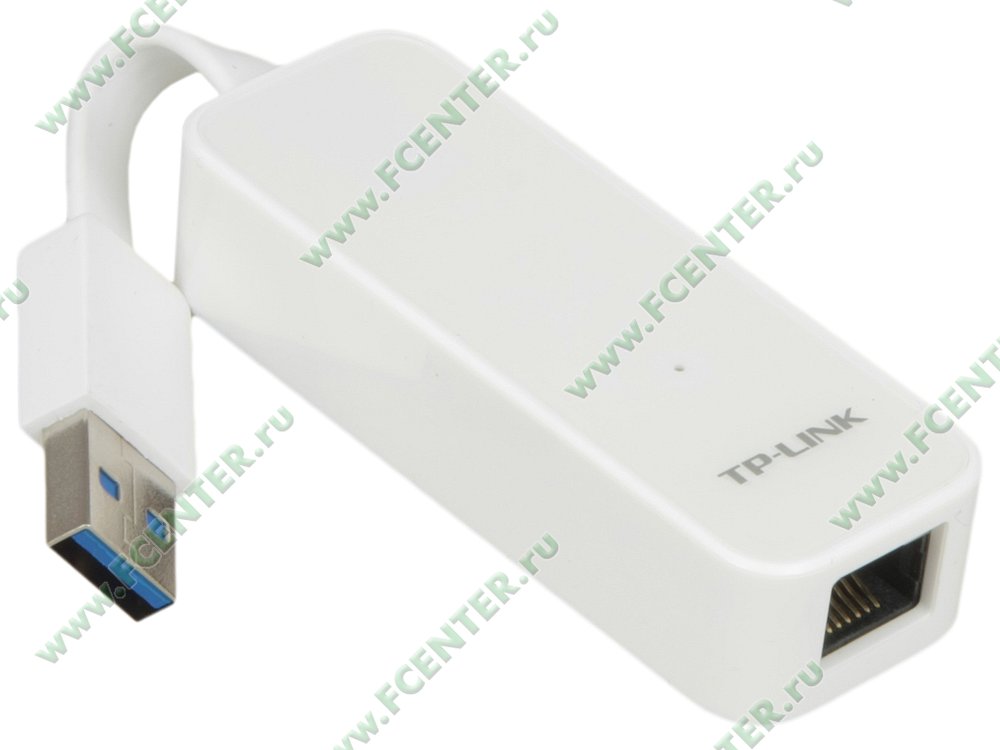 Сетевой адаптер Ethernet Сетевой адаптер Ethernet 1Гбит/сек. TP-Link "UE300". Вид спереди.