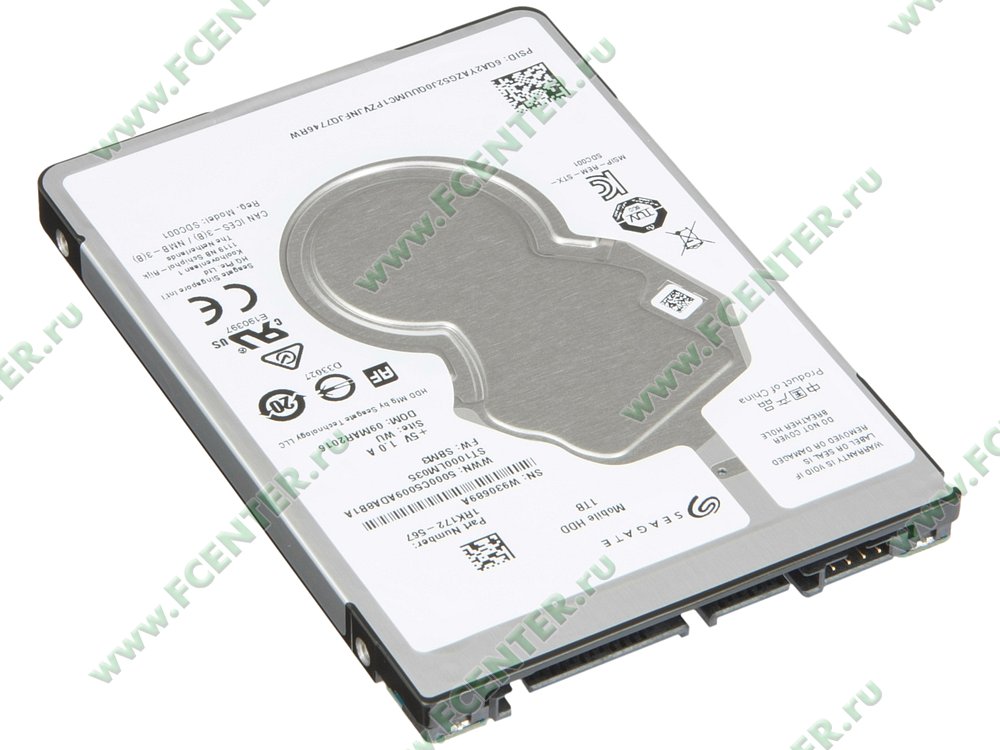 Жесткий диск Жесткий диск 1ТБ 2.5" Seagate "Mobile HDD ST1000LM035", 5400об./мин., 128МБ. Вид спереди.