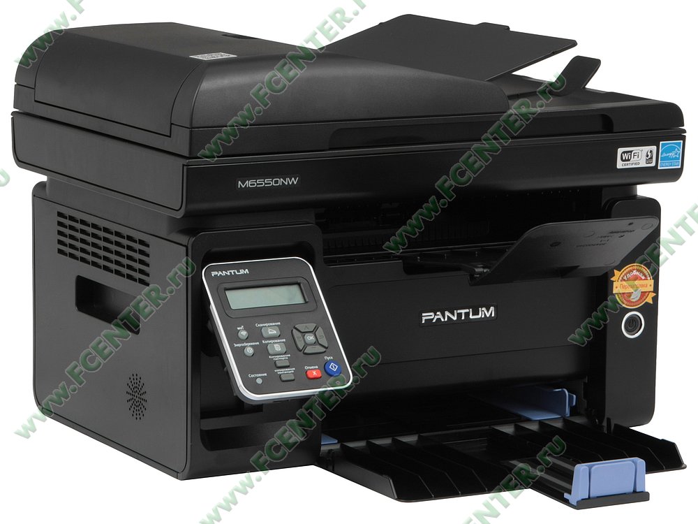 Многофункциональное устройство Многофункциональное устройство Pantum "M6550NW" A4, лазерный, принтер + сканер + копир, ЖК, черный. Вид спереди 1.