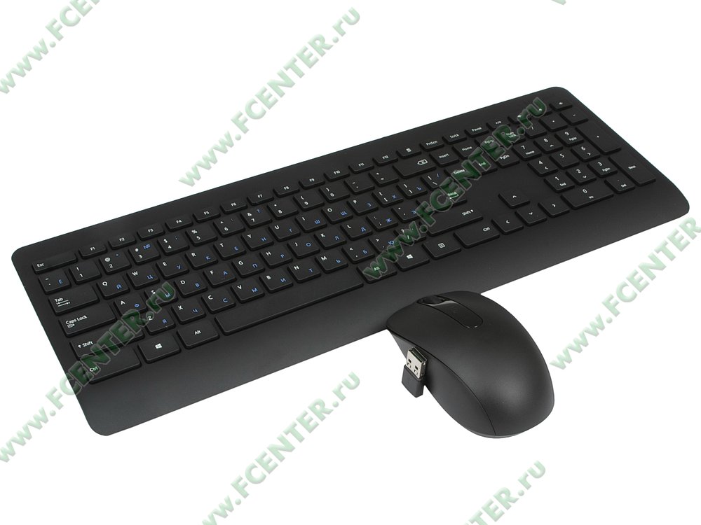 Комплект клавиатура + мышь Комплект клавиатура + мышь Microsoft "Wireless 900 Desktop" PT3-00017, беспров., черный. Вид спереди 1.