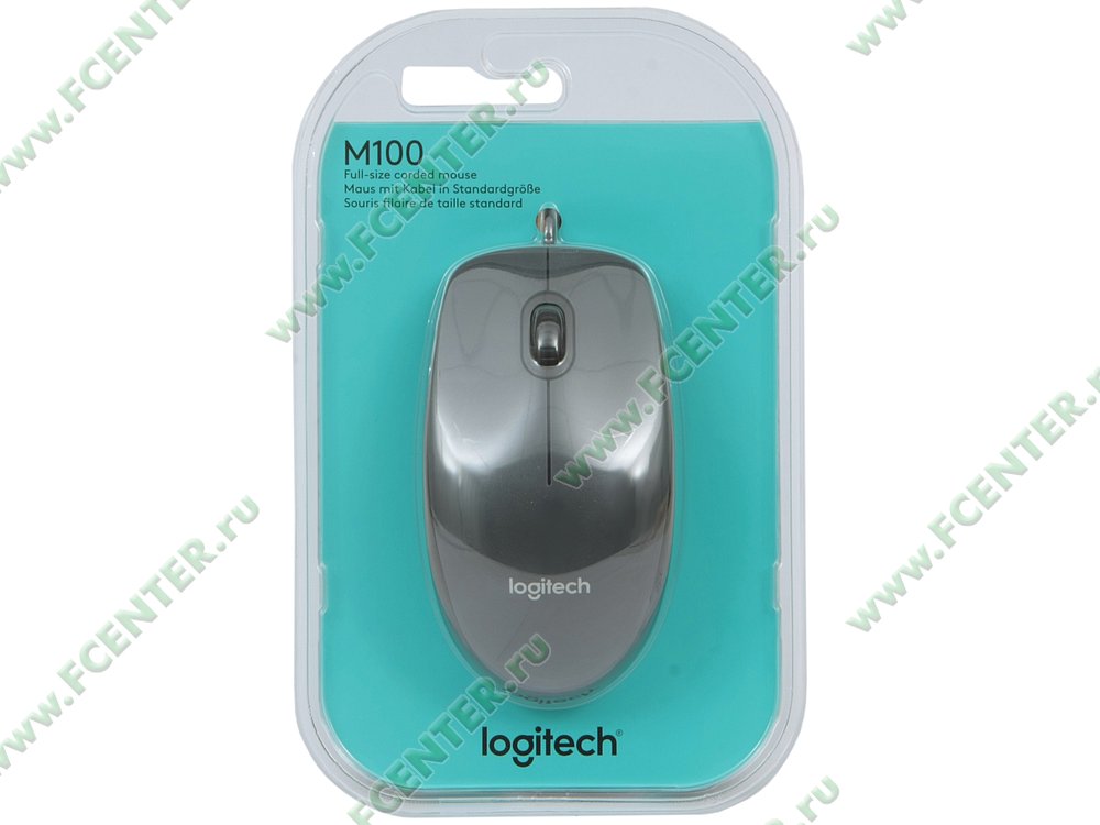 Оптическая мышь Оптическая мышь Logitech "M100" 910-005003, 2кн.+скр., серый. Коробка 1.