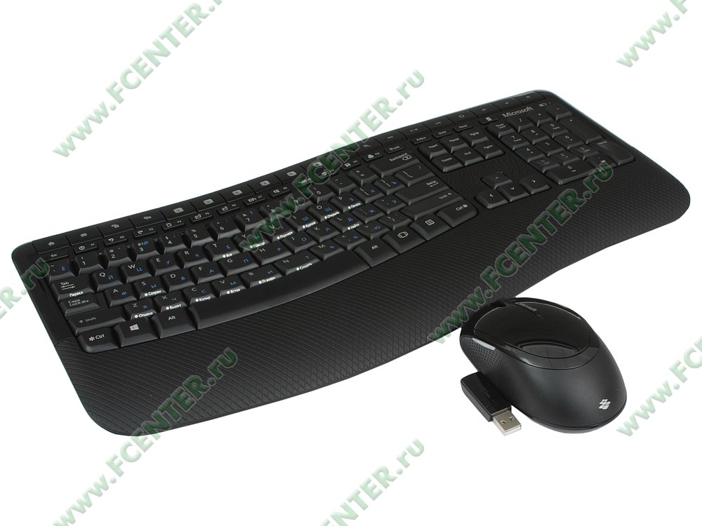 Комплект клавиатура + мышь Комплект клавиатура + мышь Microsoft "Wireless Comfort 5050 Desktop" PP4-00017, беспров., черный. Вид спереди 1.