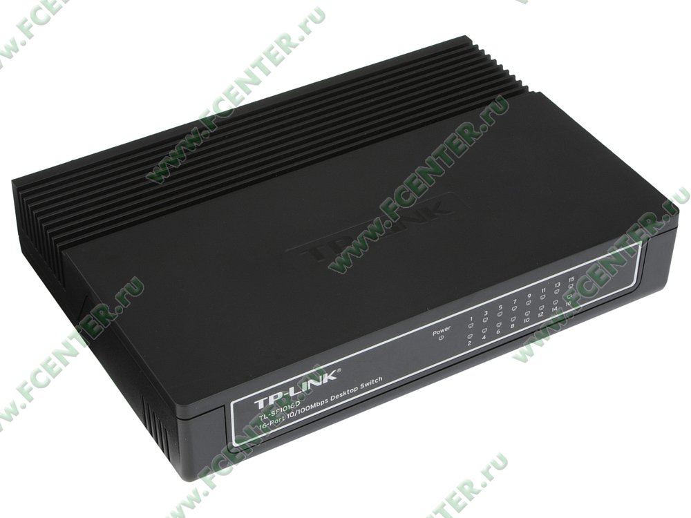 Коммутатор Коммутатор TP-Link "TL-SF1016D ver.6.0" 16 портов 100Мбит/сек.. Вид спереди.