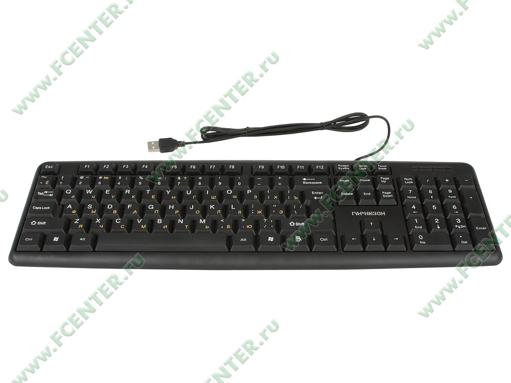 Клавиатура Клавиатура Гарнизон "GK-100", черный. Вид спереди.