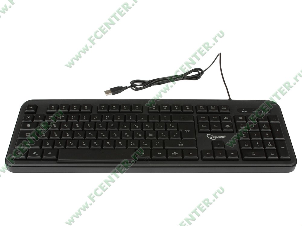 Клавиатура Клавиатура Gembird "KB-200L", подсветка, черный. Вид спереди.