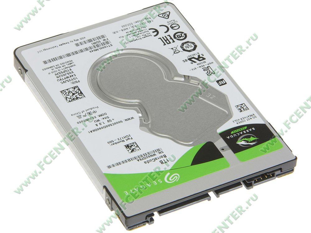 Жесткий диск Жесткий диск 1ТБ 2.5" Seagate "BarraCuda Pro ST1000LM049", 7200об./мин., 128МБ. Вид спереди.