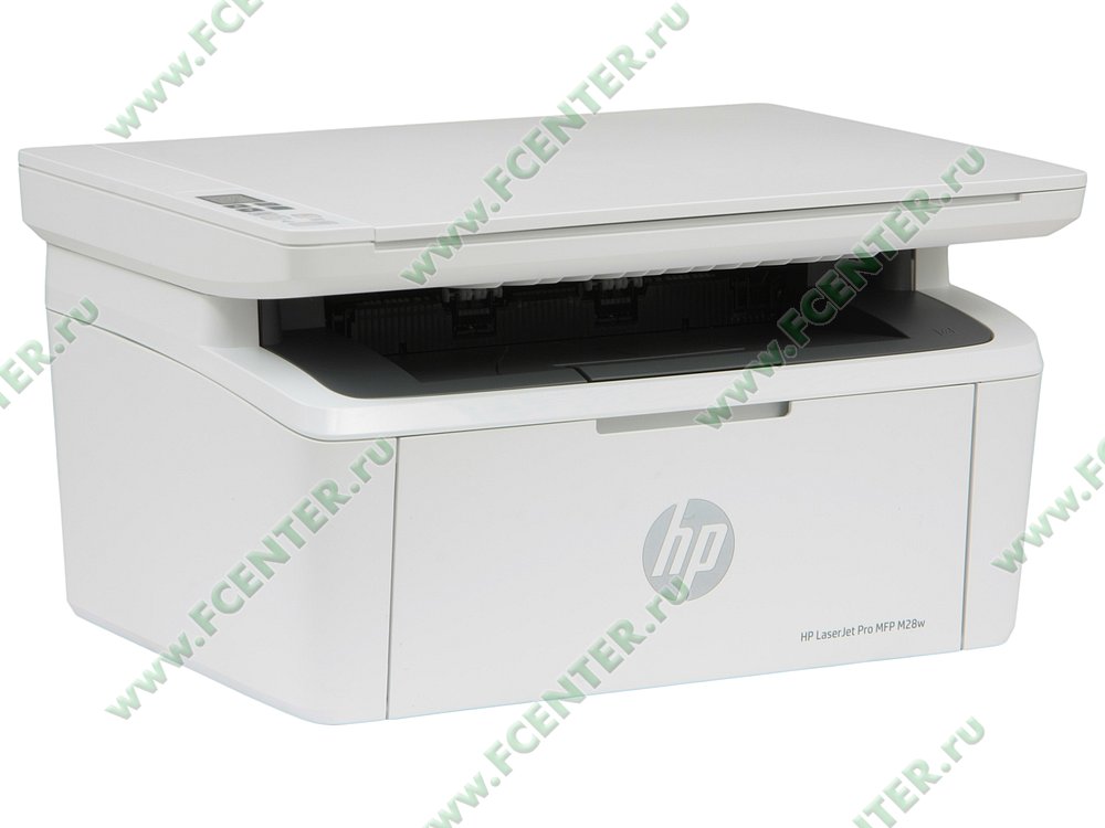 Многофункциональное устройство Многофункциональное устройство HP "LaserJet Pro MFP M28w" A4, лазерный, принтер + сканер + копир, ЖК, белый. Вид спереди 1.