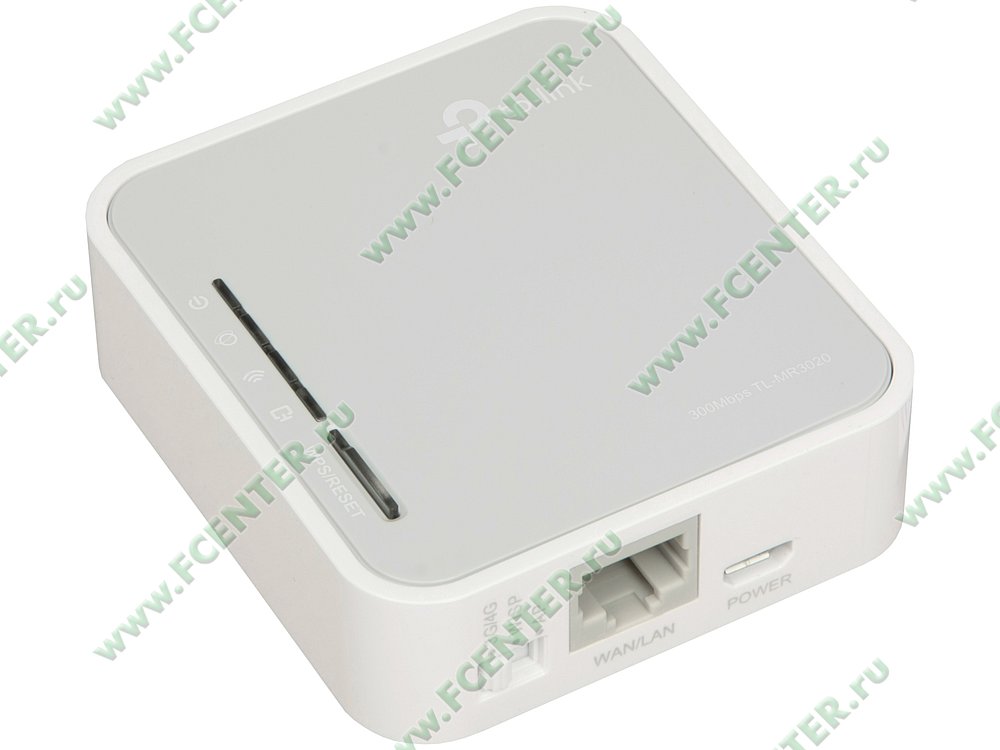 Беспроводной маршрутизатор Беспроводной маршрутизатор TP-Link "TL-MR3020 ver.3.20" WiFi 150Мбит/сек. + 1 порт LAN/WAN 100Мбит/с. Вид спереди.
