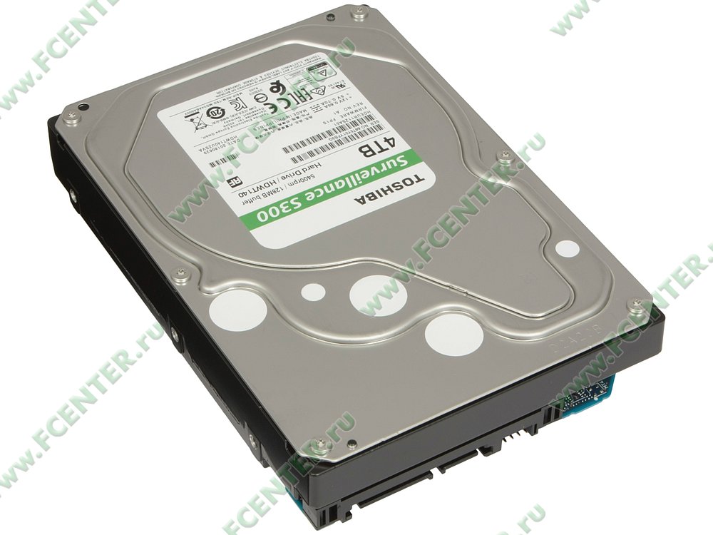 Жесткий диск Жесткий диск 4ТБ Toshiba "Surveillance S300" HDWT140UZSVA, 5400об/мин., 128МБ. Вид спереди.