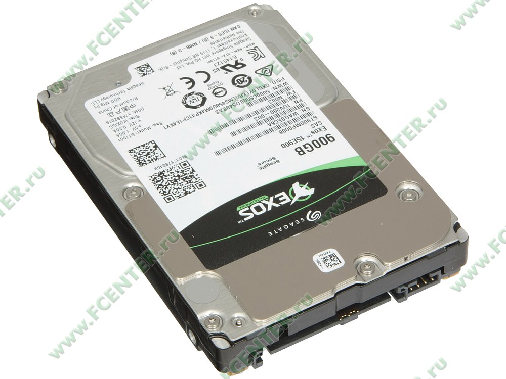 Жесткий диск Жесткий диск 900ГБ 2.5" Seagate "Exos 15E900 ST900MP0006", 15000об./мин., 256МБ. Вид спереди.