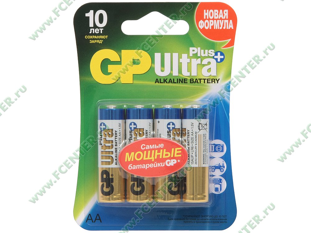 Батарейка Батарейка GP "Ultra Plus GP15AUPNEW-CR4" 1.5В AA. Коробка 1.