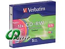 Диск CD-RW 700МБ 8x-12x Verbatim "43167", Slim, цветные