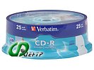 Диск CD-R 700МБ 52x Verbatim "43439", Printable, пласт.коробка, на шпинделе