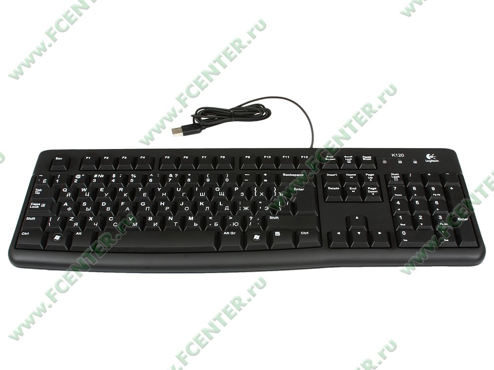Клавиатура Клавиатура Logitech "K120 Keyboard for Business" 920-002522, черный. Вид спереди.