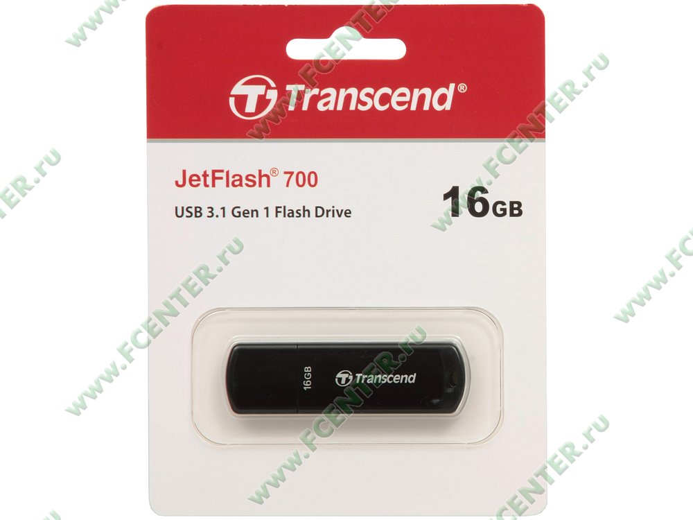 Накопитель USB flash Накопитель USB flash 16ГБ Transcend "JetFlash 700" TS16GJF700. Коробка 1.