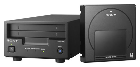 Оптический привод и картридж Sony формата Optical Disc Archive (разновидность Blu-ray)