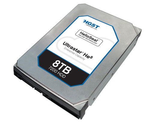 Жёсткий диск HGST ёмкостью 8 ТБ на семи магнитных пластинах в гелиевой среде